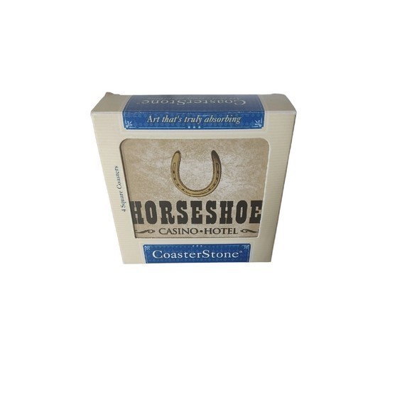Horseshoe Casino Caster Stone Coaster Set New In Box Set Of 4 - Picture 12 of 16